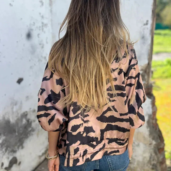 Maríssa -Maria - Chaqueta Bomber con Estampado de Cebra y Cierre