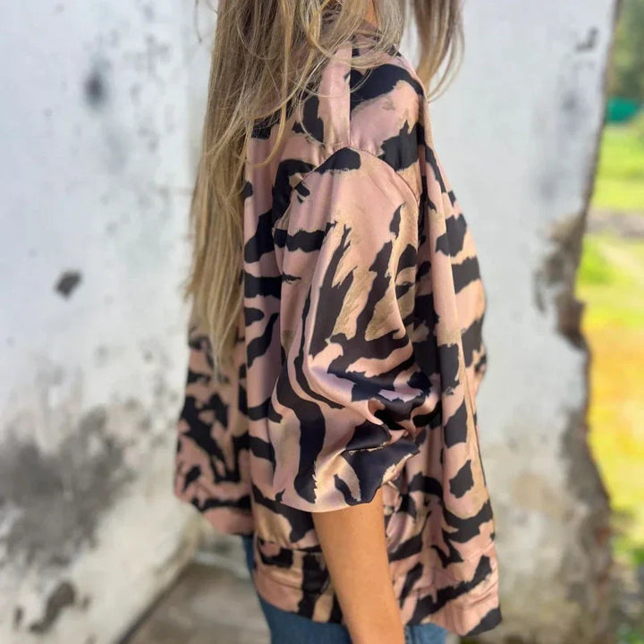 Maríssa -Maria - Chaqueta Bomber con Estampado de Cebra y Cierre