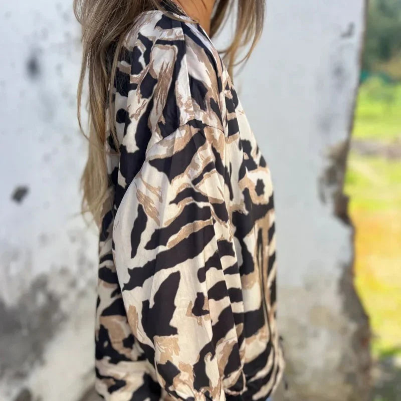 Maríssa -Maria - Chaqueta Bomber con Estampado de Cebra y Cierre