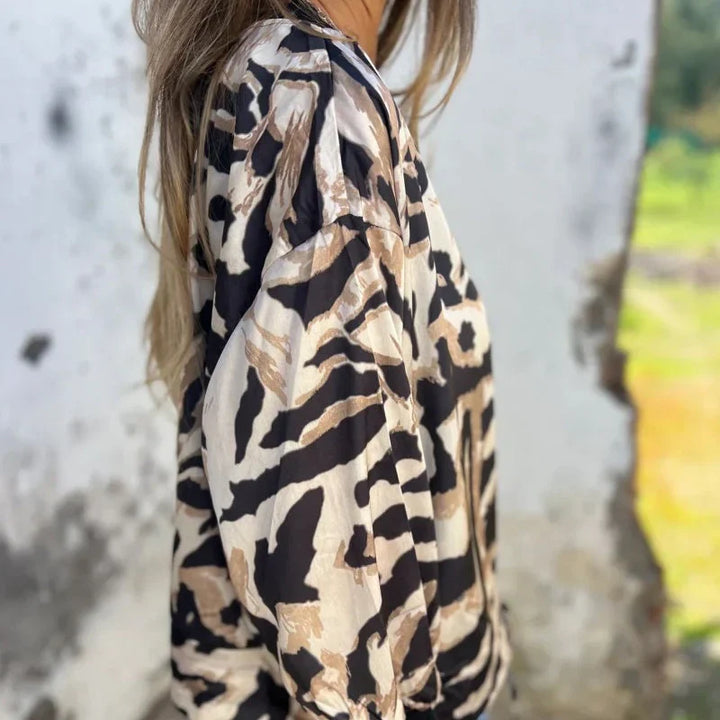 Maríssa -Maria - Chaqueta Bomber con Estampado de Cebra y Cierre