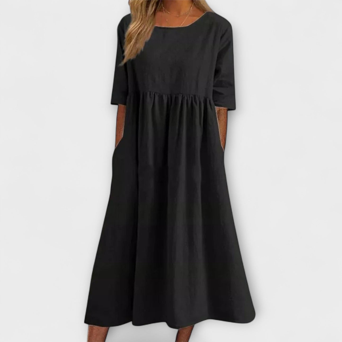 Vestido que cubre el abdomen – Corte holgado y elegante