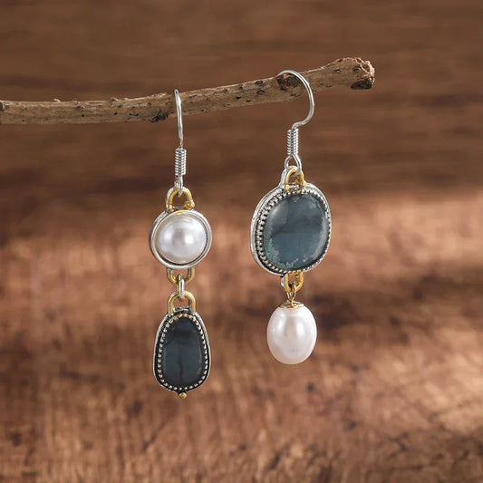 Pendientes retro con piedras naturales